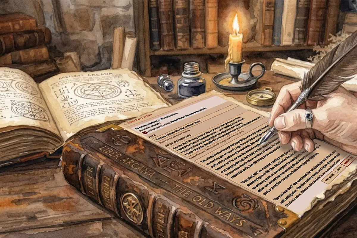 A skald singing a saga to a firelit hall